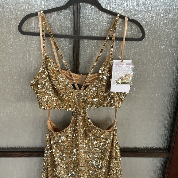 Mac Duggal Thin Strap Cut Out Gown With Ombre Sequins size 10 Sold out size! - Picture 12 of 15